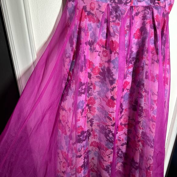 Alexander Michael Snyder Women's Purple Floral Sheer Overlay Midi Skirt Size 6 - Picture 2 of 9